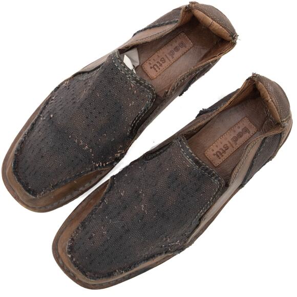 Bed Stu Leather Canvas Trout Slip-On Loafers Size 9.5 - Picture 2 of 11